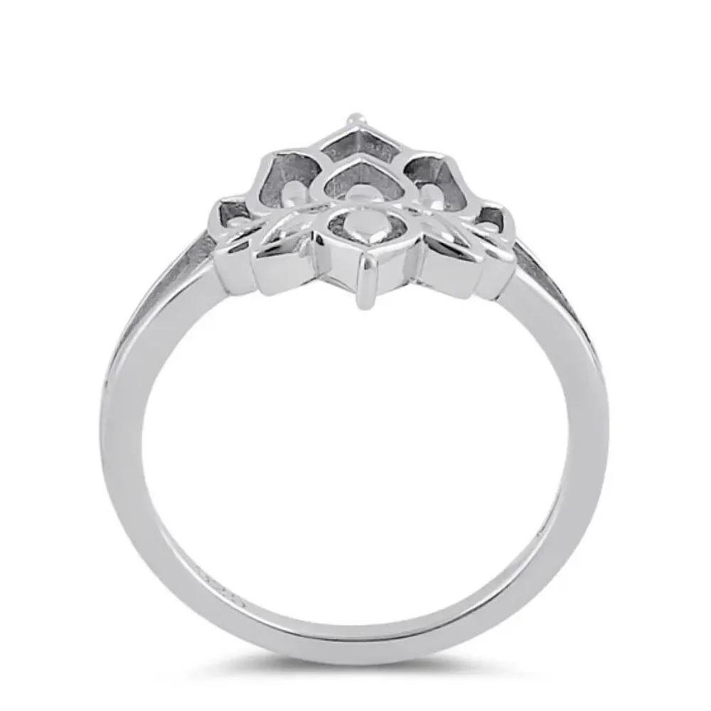 Sterling Silver Lotus Flower Ring New - Picture 3 of 7